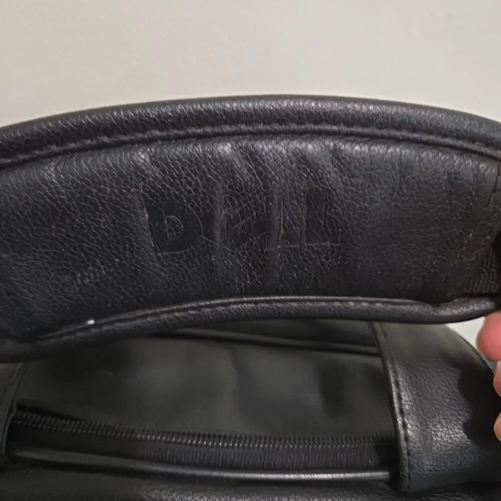 Vintage Dell Laptop Leather Bag Carry On With Expandabe Storage Shoulder Strap